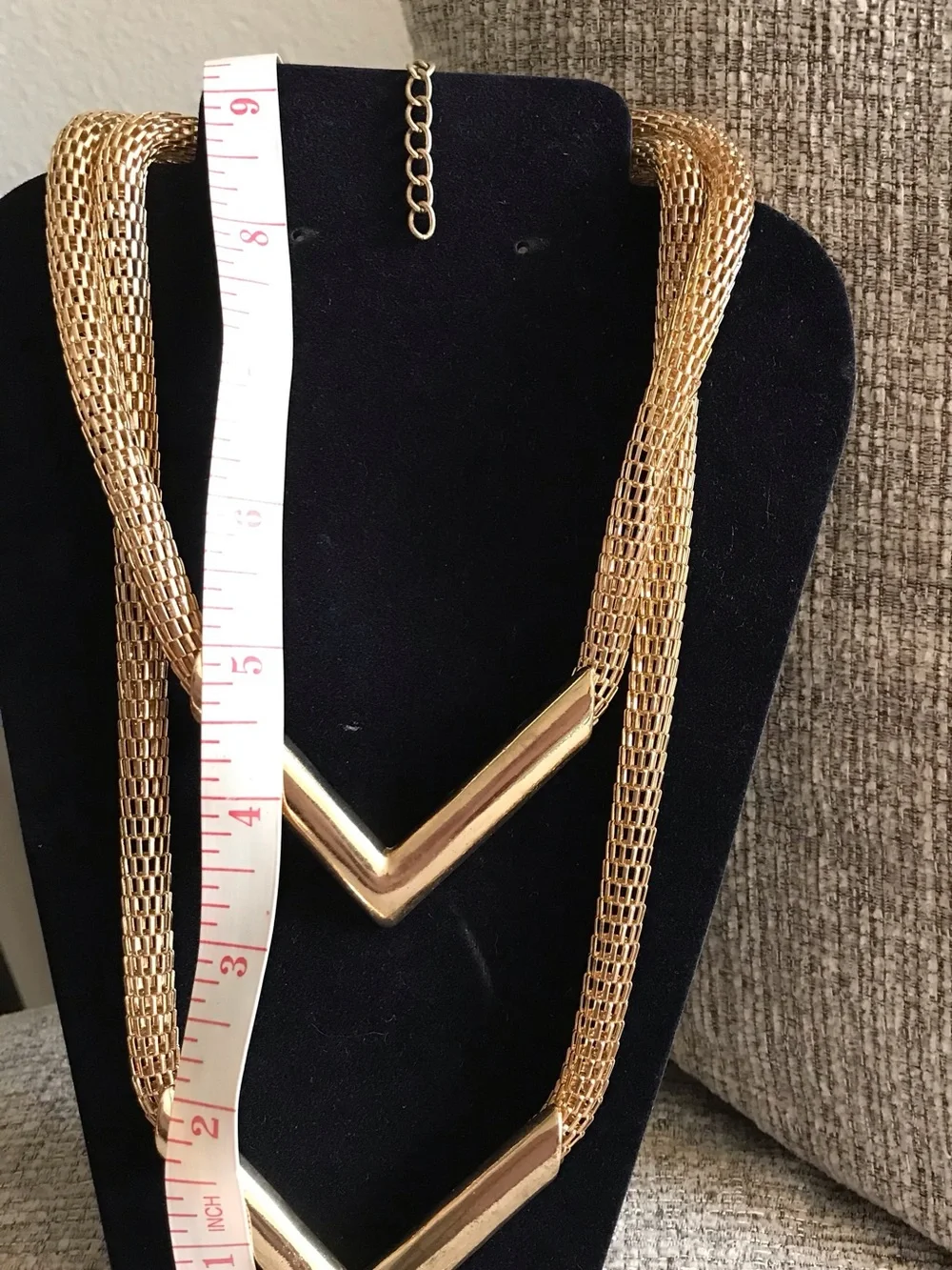 Gold V-Shaped Double Strand Necklace - Women Jewelry